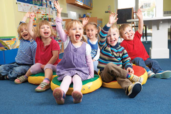 kids raising hands