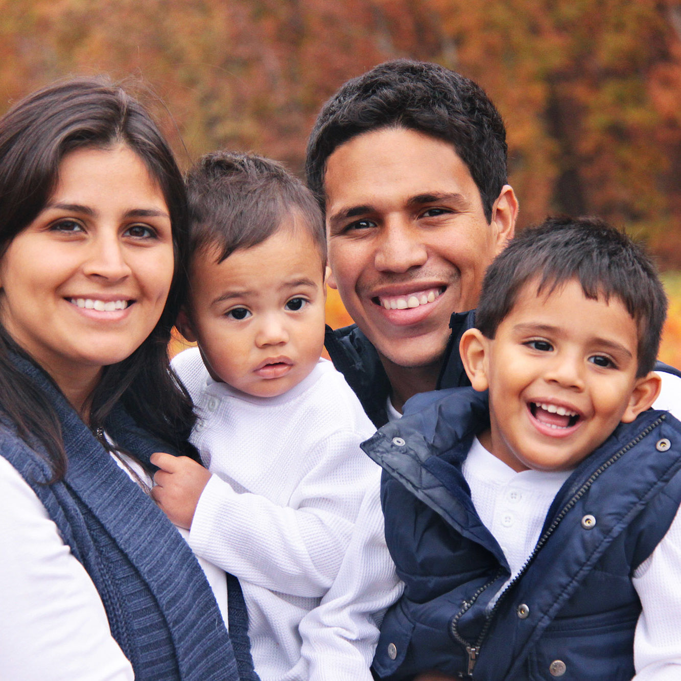 Happy family smiling autumn portrait Happy family smiling autumn portrait